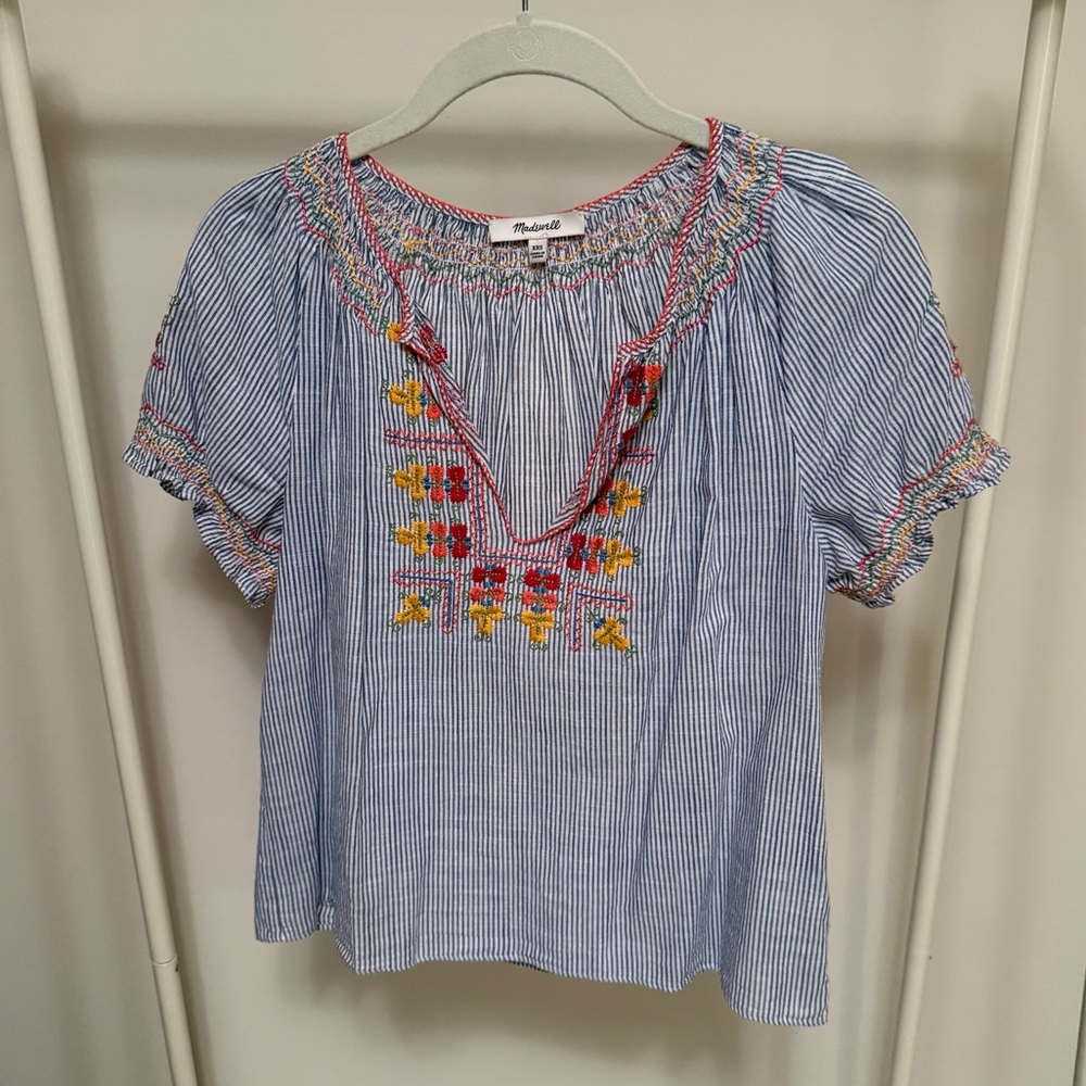 Madewell blue and white striped cotton shirt size XXS